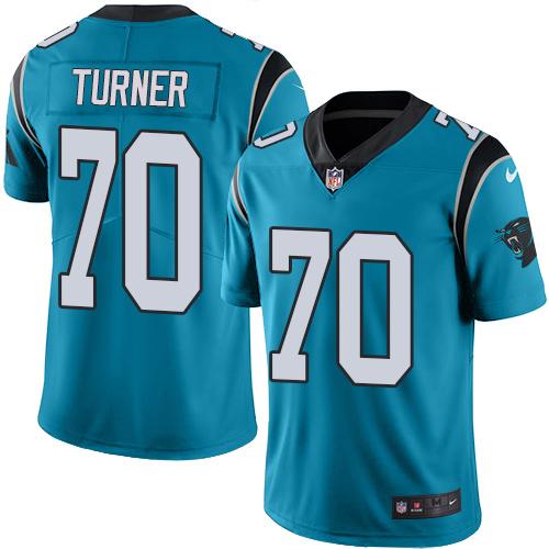 Nike Panthers #70 Trai Turner Blue Men's Stitched NFL Limited Rush Jersey - Click Image to Close